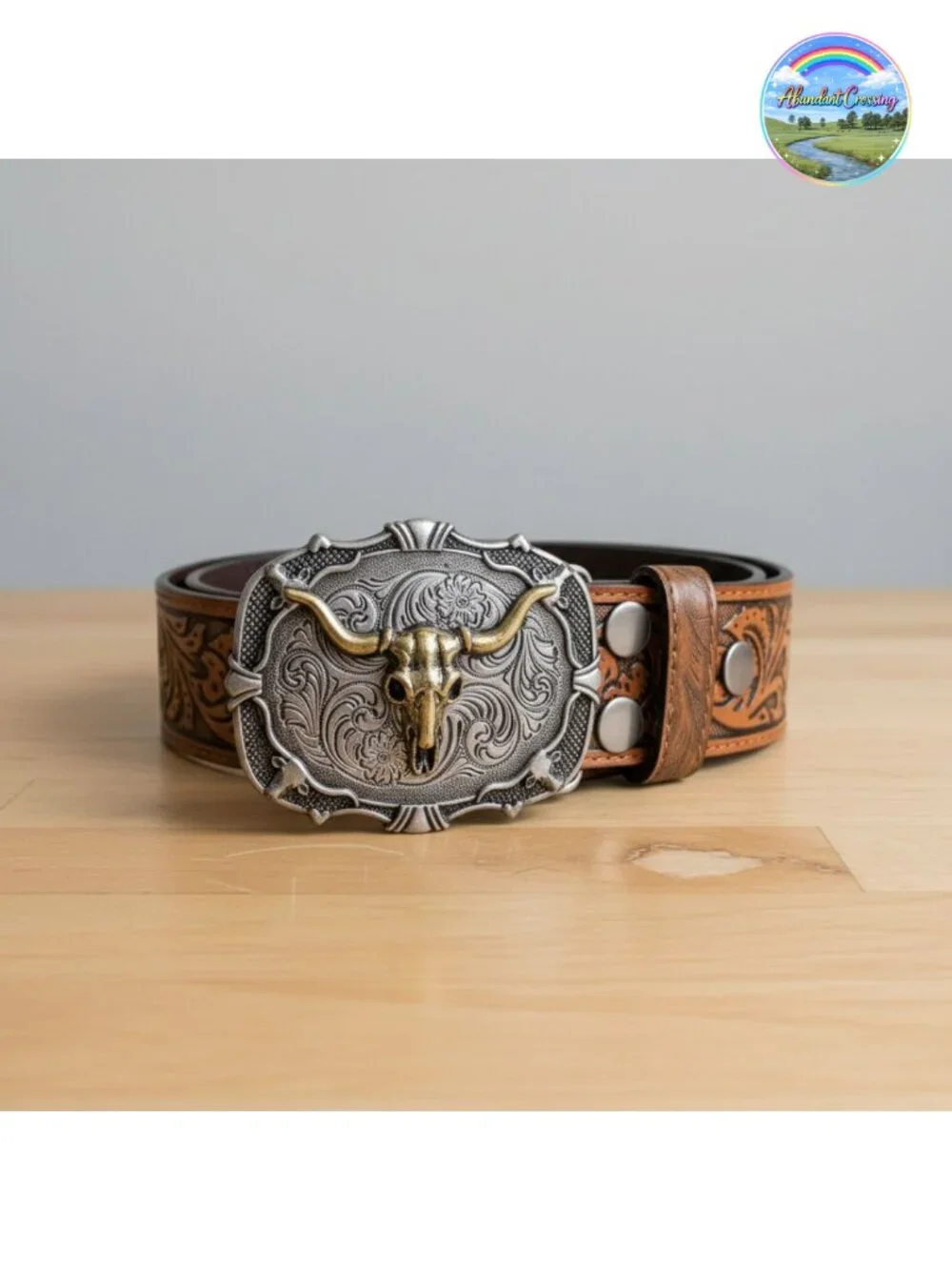 Western Leather Buckle Belt Removable Alloy Buckle Adjustable Cowboy Cowgirl